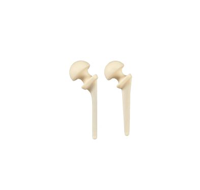 Two SYNICEM™ HIP SPACERS provided by Biocomposites.